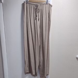New Women's Zara Wide Legs Tan Casual Pants Sz large